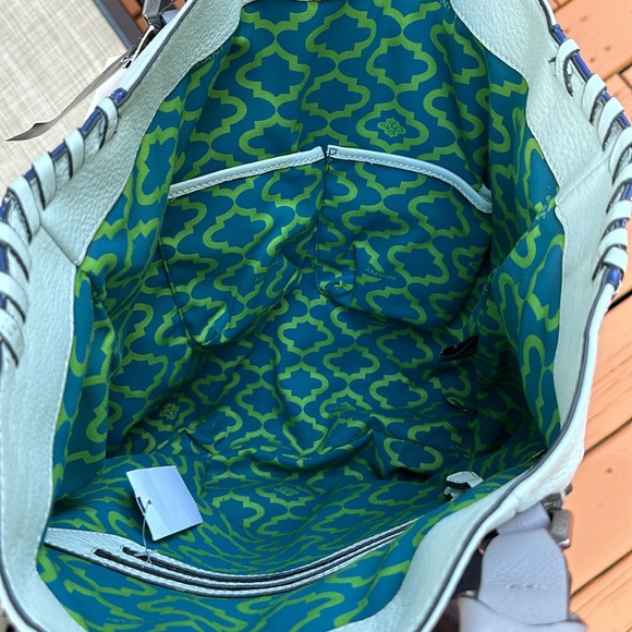 orYANY New Lyssie Braided Leather Tote Shopper Shoulder Handbag BLUE Navy - Picture 8 of 16